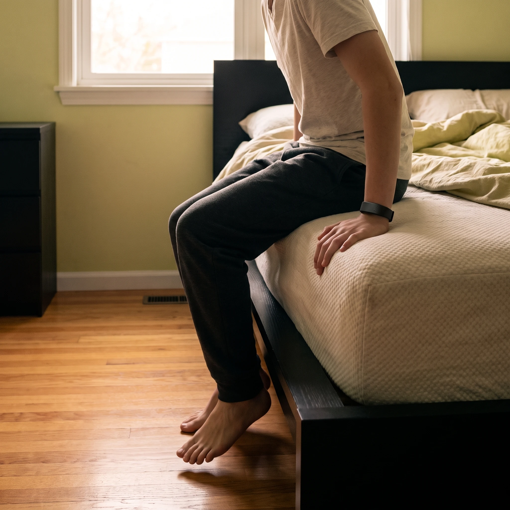 Feet on the floor after waking
